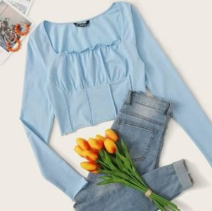 Shein women's blue crop top- Medium- NEW